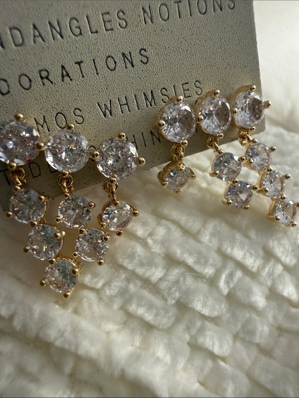 Anthropologie Multi Clear Crystal Cluster Drop Earrings 14k gold plated - NEW! - Picture 6 of 6